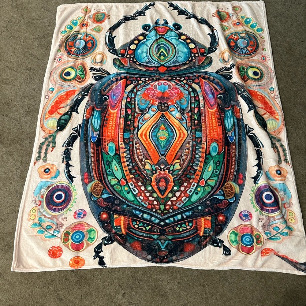 Vibrant Multicolor Beetle Blanket